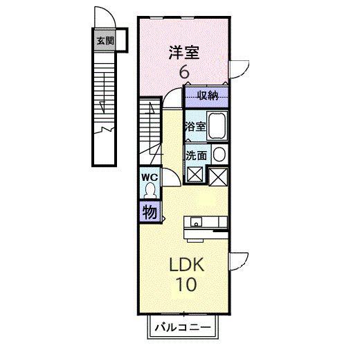 セレーノC(1LDK/2階)の間取り写真