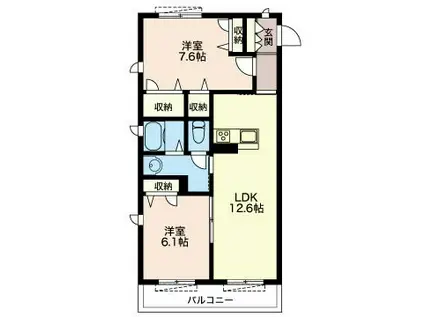 リバーサイド カーサ(2LDK/3階)の間取り写真