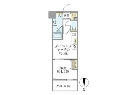 プラティーク目白(1DK/7階)の間取り写真