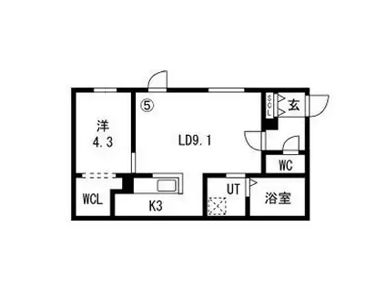 HILLS SAPPORO VI (1LDK/2階)の間取り写真