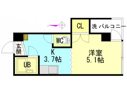 宇品丸八ビル(ワンルーム/4階)の間取り写真