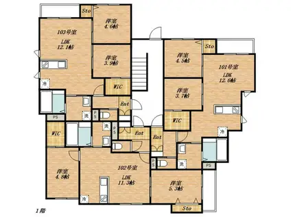 大野城市白木原計画(2LDK/1階)の間取り写真