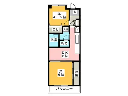 服部マンション(2DK/6階)の間取り写真