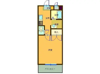 サンライズ山本(1K/1階)の間取り写真