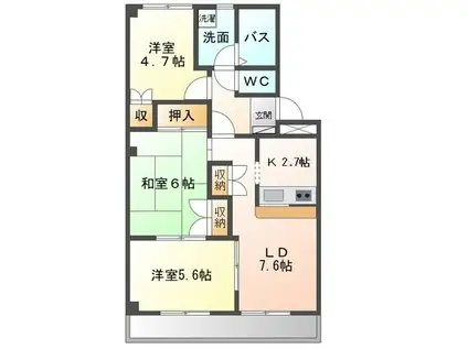 マロンステージB棟(3LDK/3階)の間取り写真