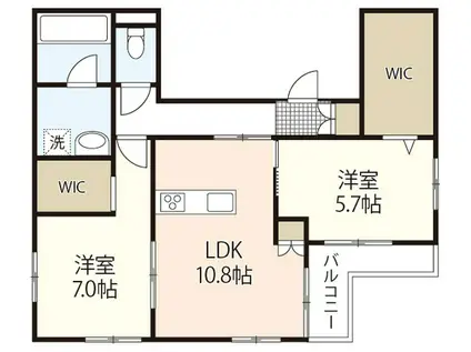 南区東雲1丁目ヘーベルメゾン南棟(2LDK/2階)の間取り写真