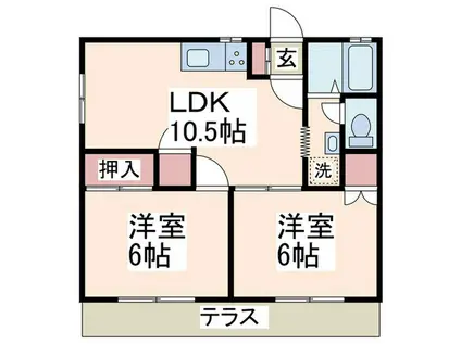 グリーンビューハウス(2LDK/1階)の間取り写真