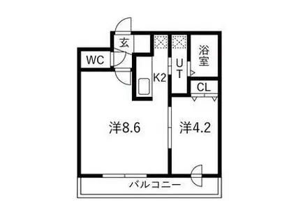 LA SERENE MISONO(1LDK/2階)の間取り写真