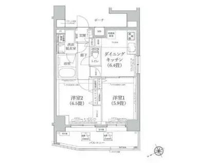 ティモーネ 上野の森ノルド(2DK/10階)の間取り写真