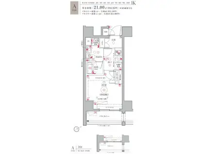 LE A横濱鶴見市場(1K/3階)の間取り写真