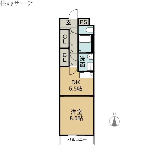 ミカーサ安島(1DK/7階)の間取り写真