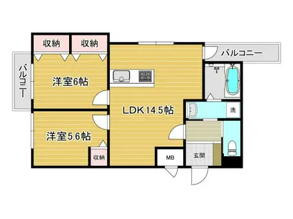サイアミーズ春日町(2LDK/1階)の間取り写真