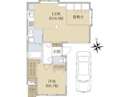 外山ビルアネックス(1LDK/1階)の間取り写真