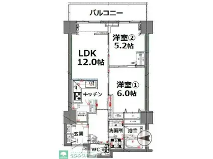 シティコート目黒2号棟 4(2LDK/4階)の間取り写真