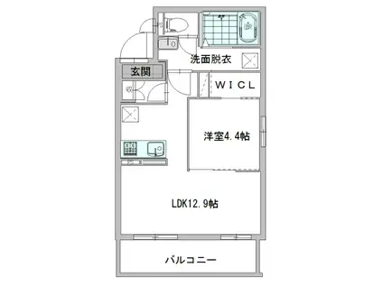 グランデル埋橋(1LDK/3階)の間取り写真