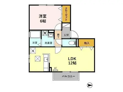 リビングタウン野々市壱番館D(1LDK/1階)の間取り写真