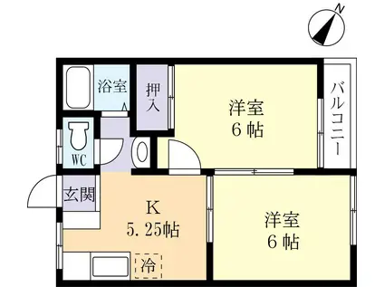 LAX千現(2K/2階)の間取り写真