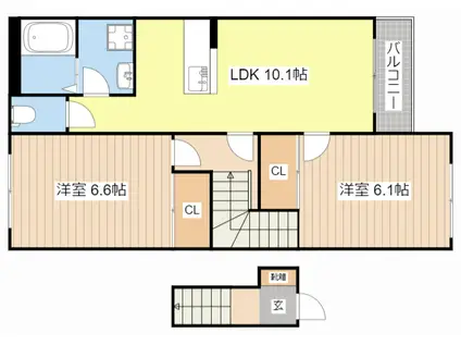 フィールドルミナスII(2LDK/2階)の間取り写真