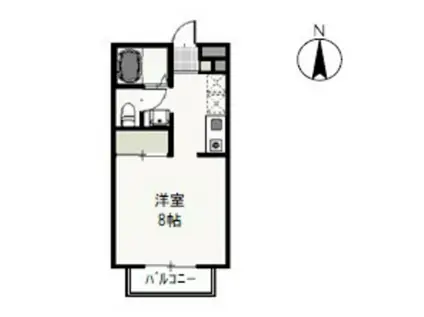 ピュアライフ(1K/2階)の間取り写真