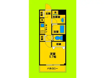 ル・クール江坂(1K/1階)の間取り写真