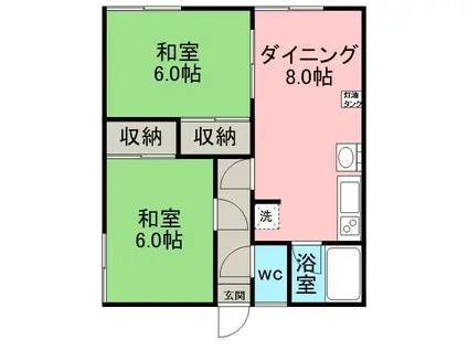 サイトウハイツ2(2DK/1階)の間取り写真