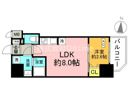 スワンズシティ大阪クレアスト(1LDK/5階)の間取り写真