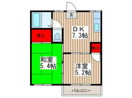 ドエル葵(2DK/2階)の間取り写真