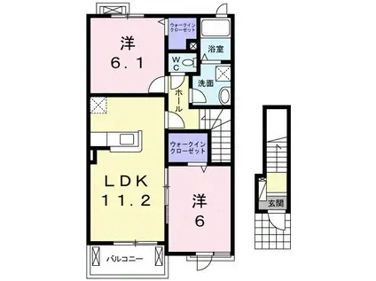 サニーハイツSEINAI II(2LDK/2階)の間取り写真
