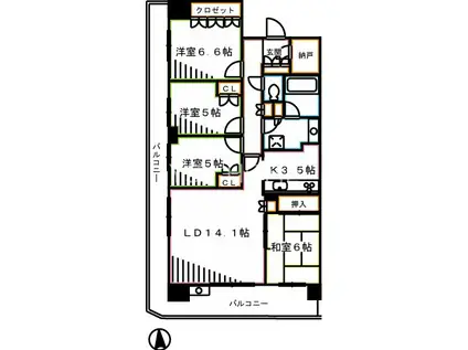 デライトシティブレスコート(4LDK/2階)の間取り写真