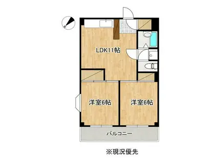 エコービル(2DK/3階)の間取り写真