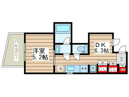 FARE門前仲町RIVERSIDE(1DK/1階)の間取り写真