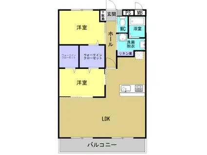 グランディールはませんII(2LDK/4階)の間取り写真