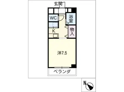 マルベリーヒル川名山(1K/4階)の間取り写真