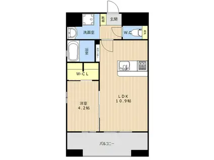 プレミアムレジデンス別府駅前(1LDK/14階)の間取り写真