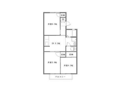 セジュールU(3DK/2階)の間取り写真