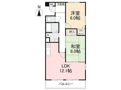 プロスパーI(2LDK/2階)の間取り写真