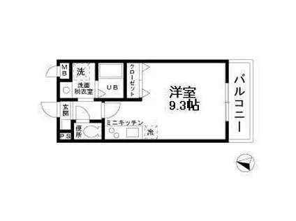 シャルマンA(ワンルーム/3階)の間取り写真