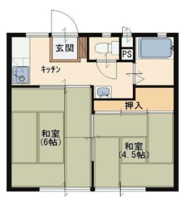 ハイツ寿賀(2K/2階)の間取り写真