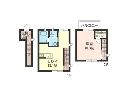 ラウム鷹番(1LDK/2階)の間取り写真