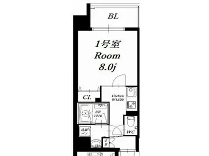 FOREST NANBA(1K/2階)の間取り写真