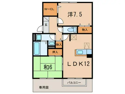 パルティーダ C棟(2LDK/1階)の間取り写真