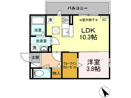 ハッピーミヤハラ(1LDK/1階)の間取り写真