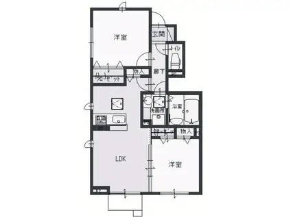 フレーズコート(2LDK/1階)の間取り写真