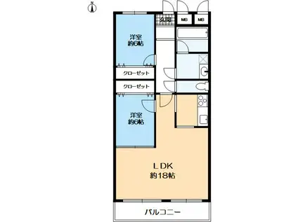 御影野村ハイツB棟(2LDK/3階)の間取り写真