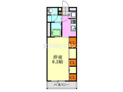 リブリ・グリュ アンレーヴ(1K/3階)の間取り写真