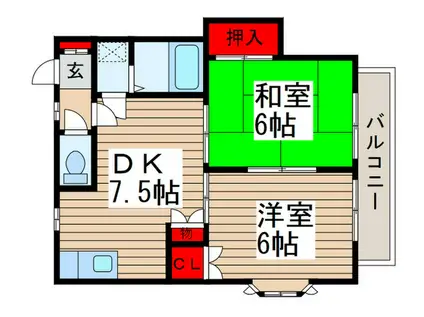 ストークハイツシャモニー(2DK/1階)の間取り写真