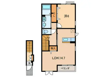 マウントック・ストーク(1LDK/2階)の間取り写真