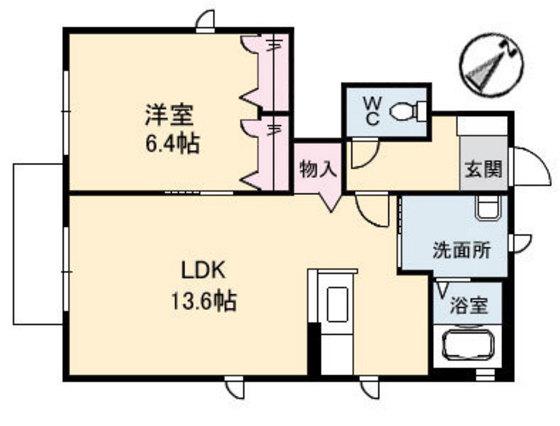 ハピネス参番館(1LDK/1階)の間取り写真