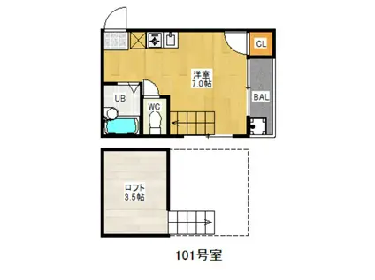 ウイング希(ワンルーム/1階)の間取り写真