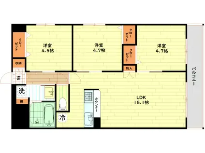 ALIVIS阪神野田(3LDK/3階)の間取り写真
